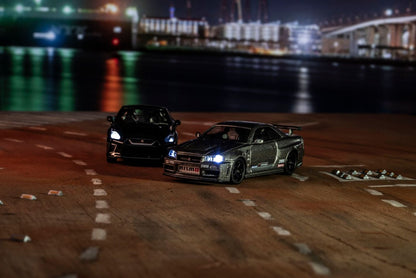 [ETA:  Sep 2025 ] Kyosho 1/64 NISSAN SKYLINE GT-R with LED  Gray
(NISMO BNR34 CRS Version)