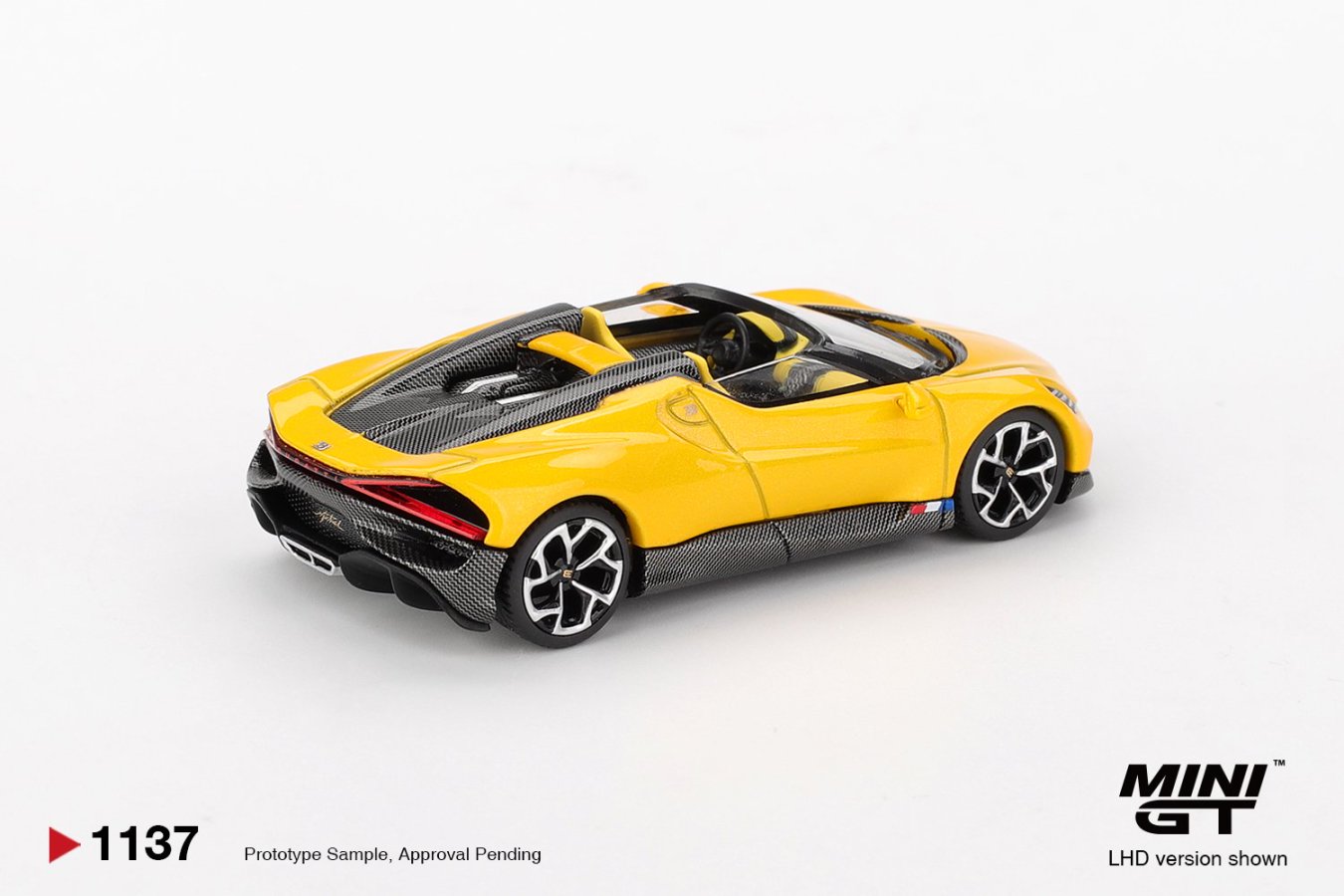 ETA: Sep 2026 ] Mini GT 1/64 Bugatti W16 Mistral Yellow – Black
