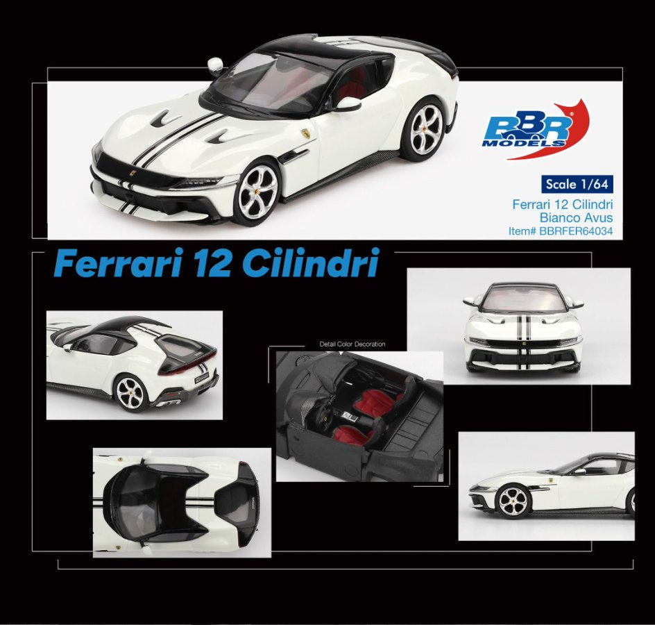 [ETA:  Jun 2026 ] BBR Models 1/64 Ferrari 12 Cilindri Bianco Avus