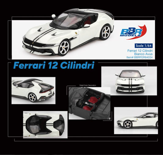 [ETA:  Jun 2026 ] BBR Models 1/64 Ferrari 12 Cilindri Bianco Avus