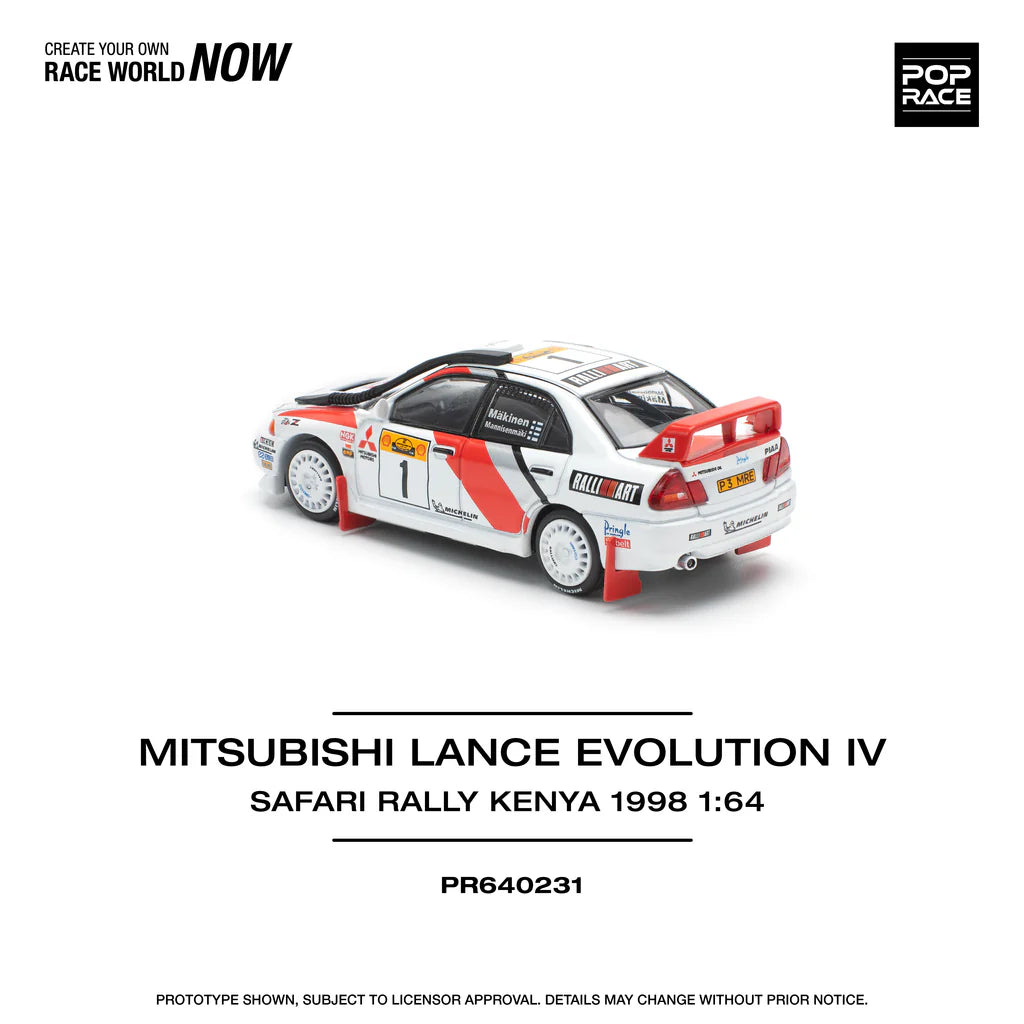 Pop Race 1/64 Lancer Evolution EVO IV Safari Rally Kenya 1998 (PR640231)
