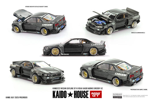 [ETA:  Mar 2026 ] Mini GT x Kaido★House 1/64 Nissan Skyline GT-R (R34) 
Kaido Works GReddy V2