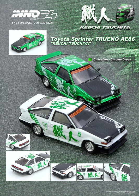 [ETA:  Feb 2026 ] Inno64 1/64 TOYOTA SPRINTER TRUENO AE86 "KEIICHI TSUCHIYA" ****With Chance of Chase **** Limited Edition