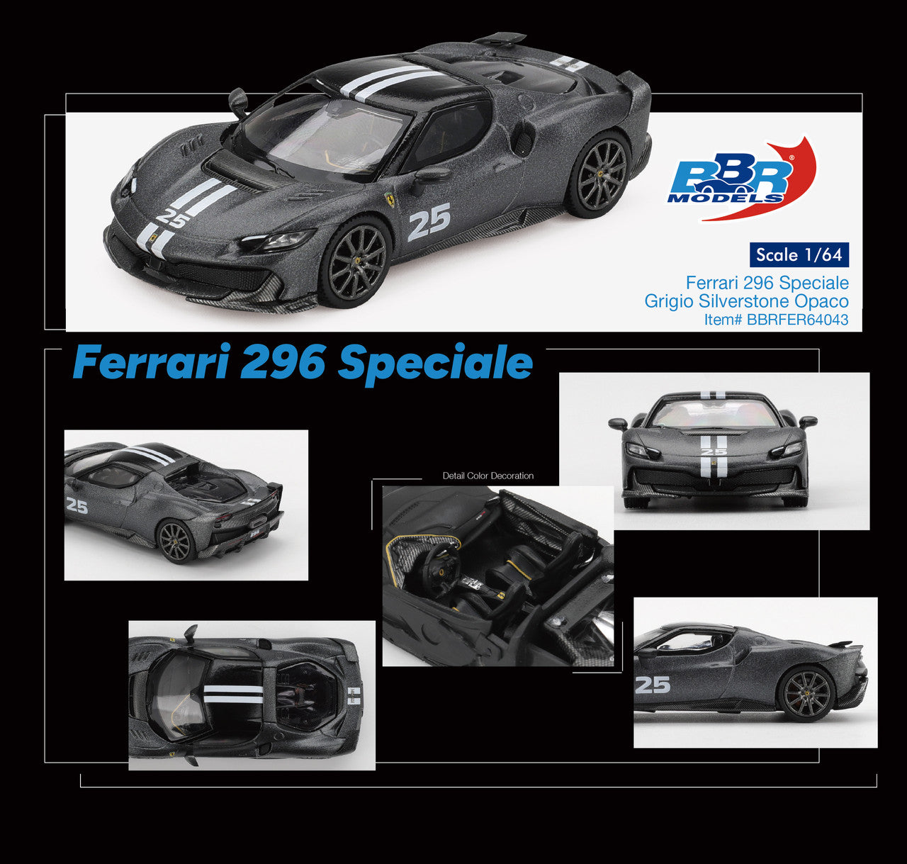[ETA:  Nov 2026 ] BBR 1/64 Ferrari 296 Speciale Grigio Silverstone Opaco