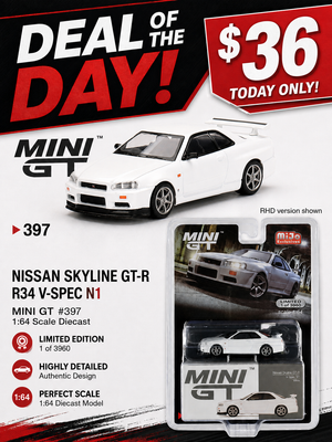 Mini GT 1/64 Nissan Skyline GT-R (R34) V-Spec N1 White ***in clamshell blisters***