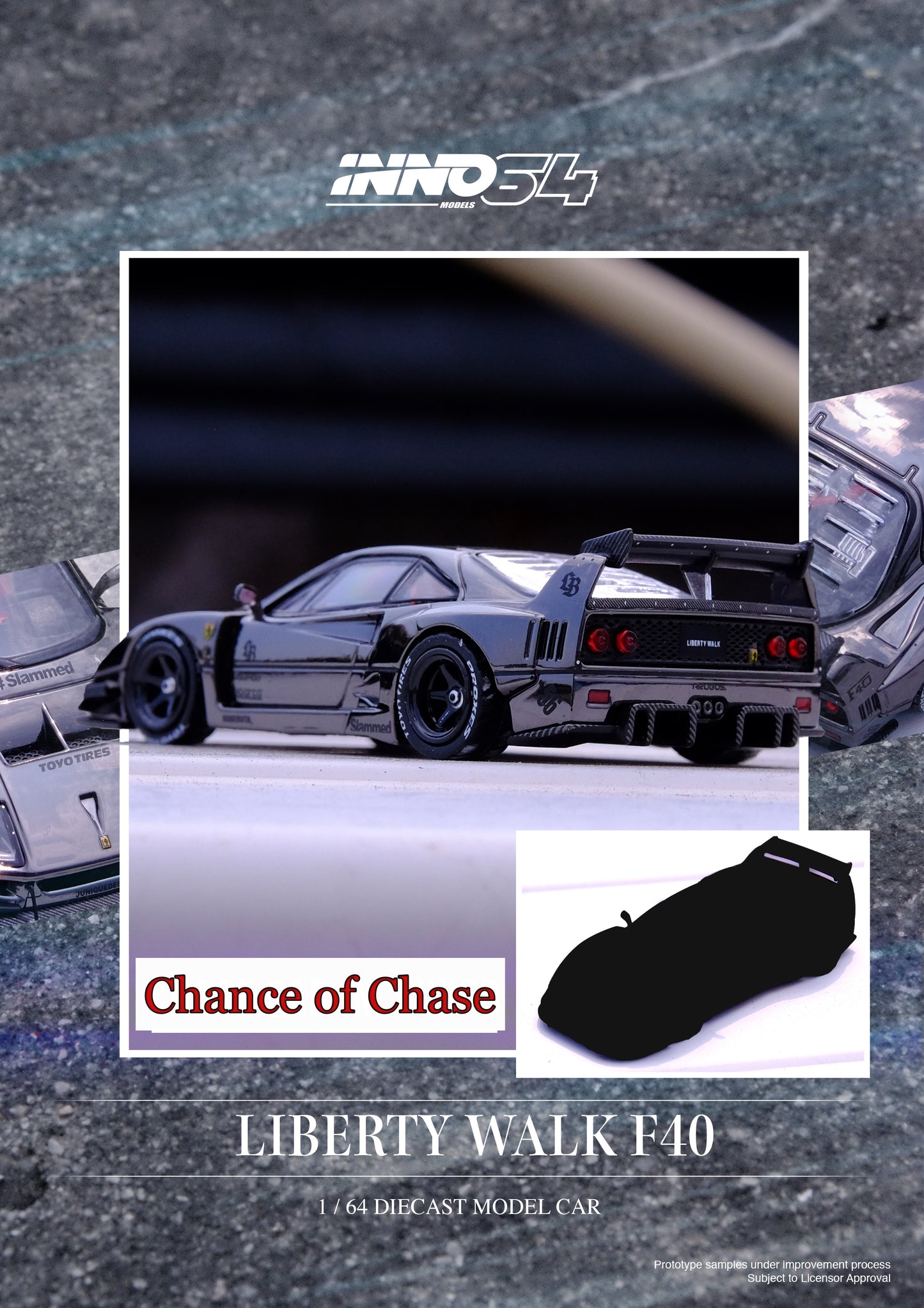 [ETA:  Nov 2024 ] Inno64 1/64 LBWK F40 Chrome Black **Chance of Chase***