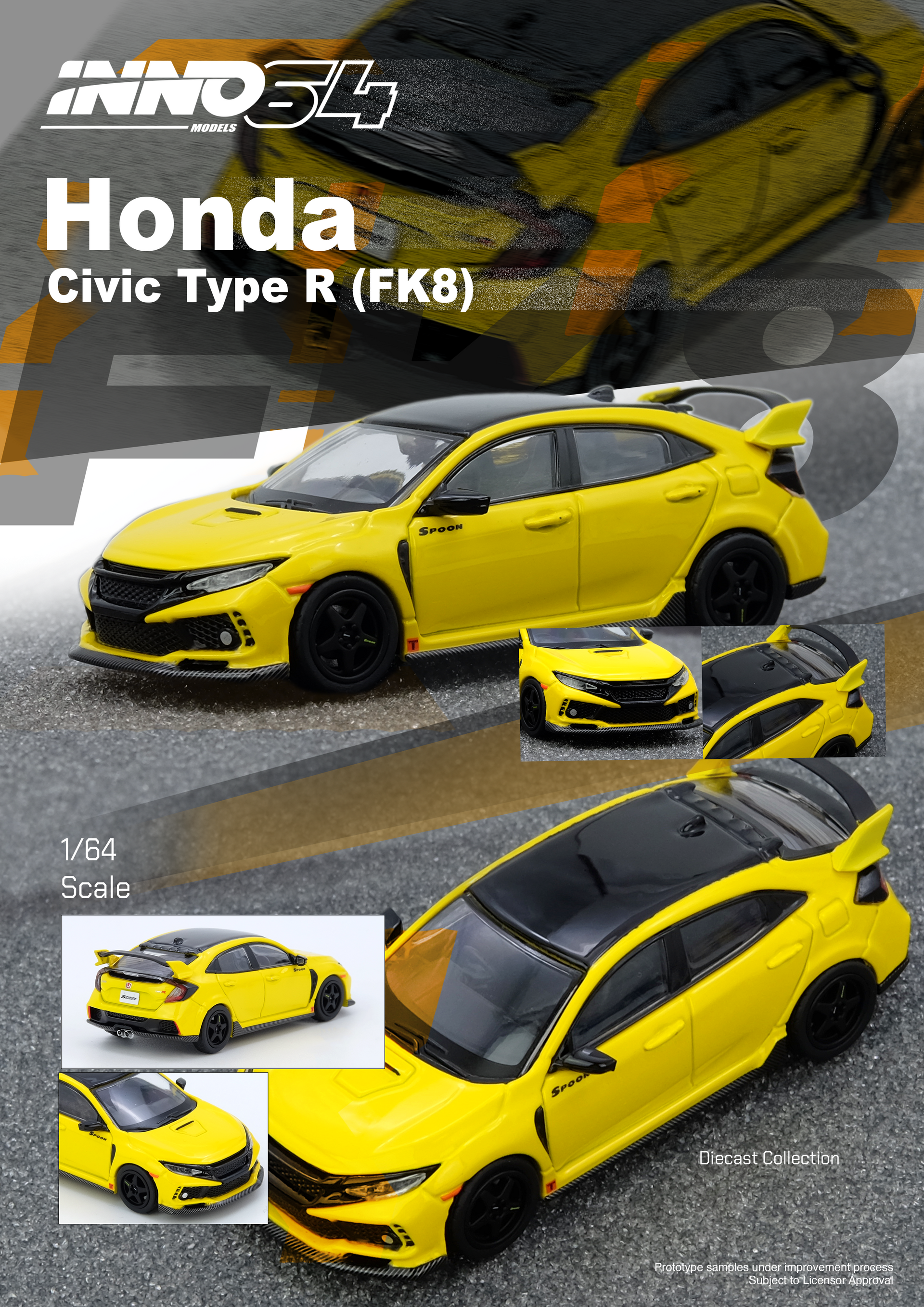 ETA: Dec 2025 ] Inno64 1/64 HONDA CIVIC TYPE-R (FK8) Yellow