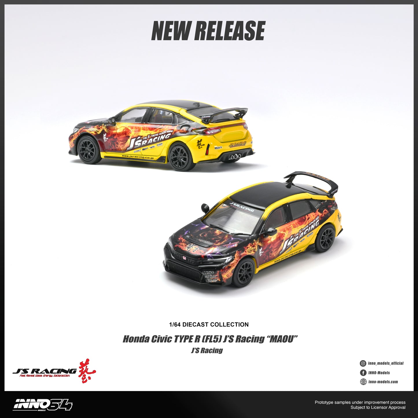 [ETA:  Nov 2026 ] Inno64 1/64 HONDA CIVIC TYPE R (FL5) J'S RACING "MAOU"