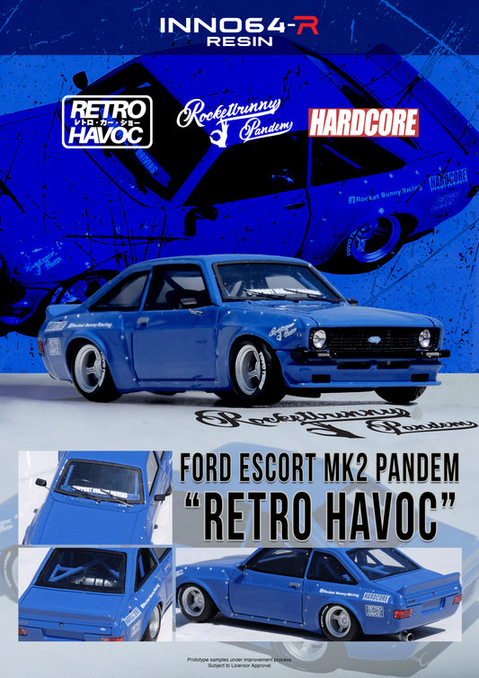 [ETA:  Feb 2026 ] Inno64 1/64 FORD ESCORT MK2 PANDEM "EMOTION" RETRO HAVOC Blue