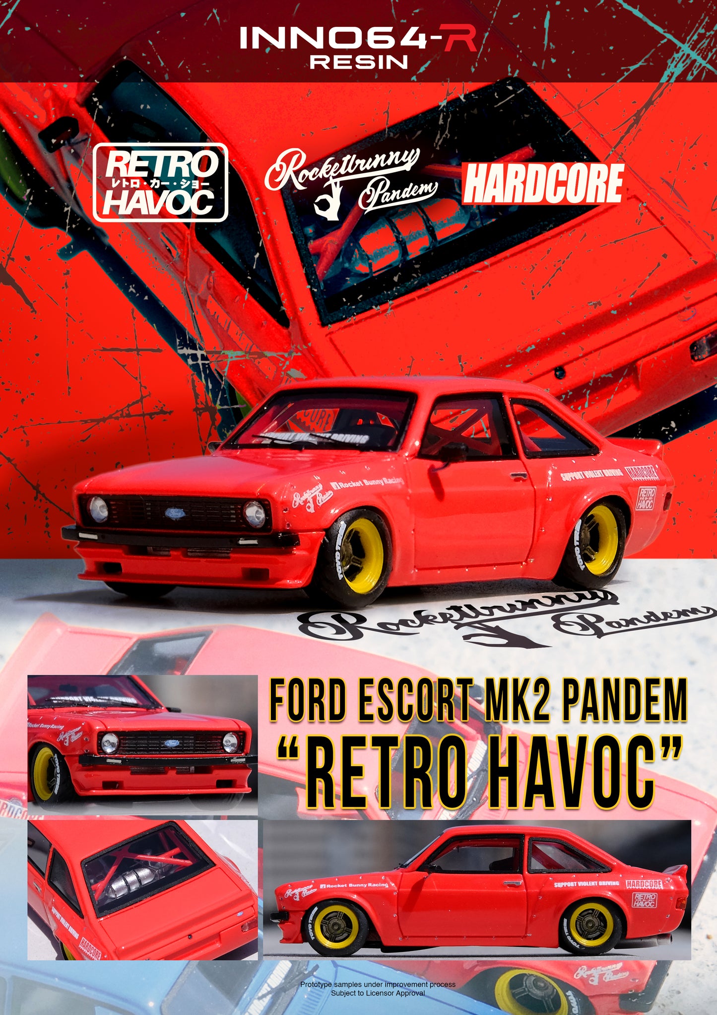 [ETA:  Feb 2026 ] Inno64 1/64 FORD ESCORT MK2 PANDEM "EMOTION" RETRO HAVOC Red