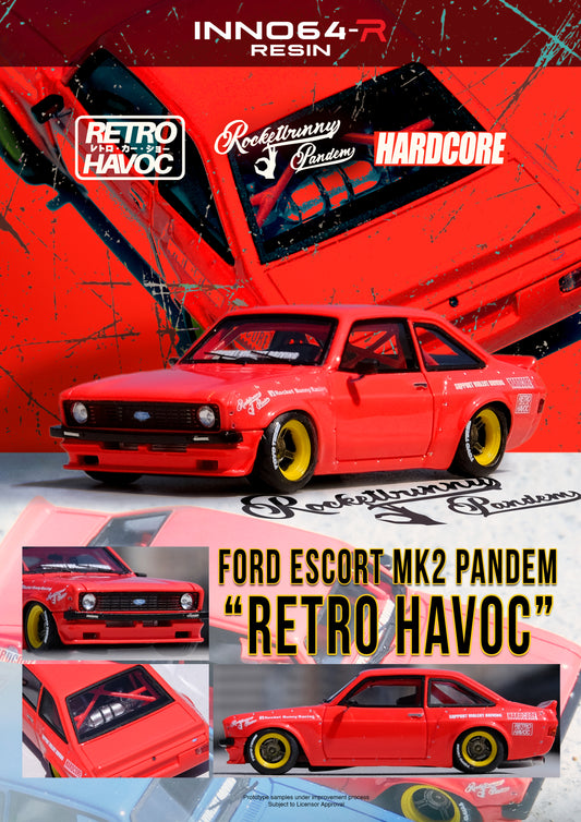[ETA:  Feb 2026 ] Inno64 1/64 FORD ESCORT MK2 PANDEM "EMOTION" RETRO HAVOC Red