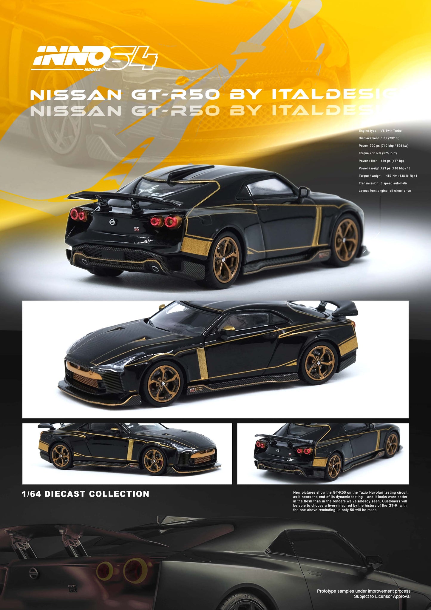 [ETA:  Mar 2025 ] Inno64 1/64 NISSAN GT-R50 By ITALDESIGN Black