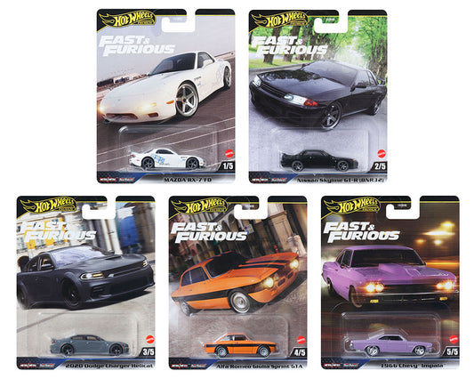 Hot Wheels 1/64 Fast & Furious Premium 2025 K Assortment (set of 5)