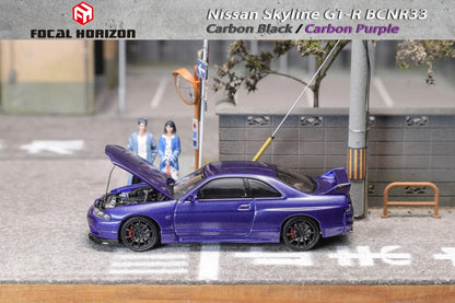 Focal Horizon 1/64 Skyline R33 GT-R  BCNR33 Full Carbon - Black/ Purple