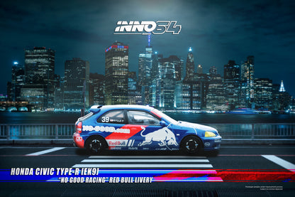 Inno64 1/64 HONDA CIVIC Type-R (EK9) "NO GOOD RACING" Red Bull Livery