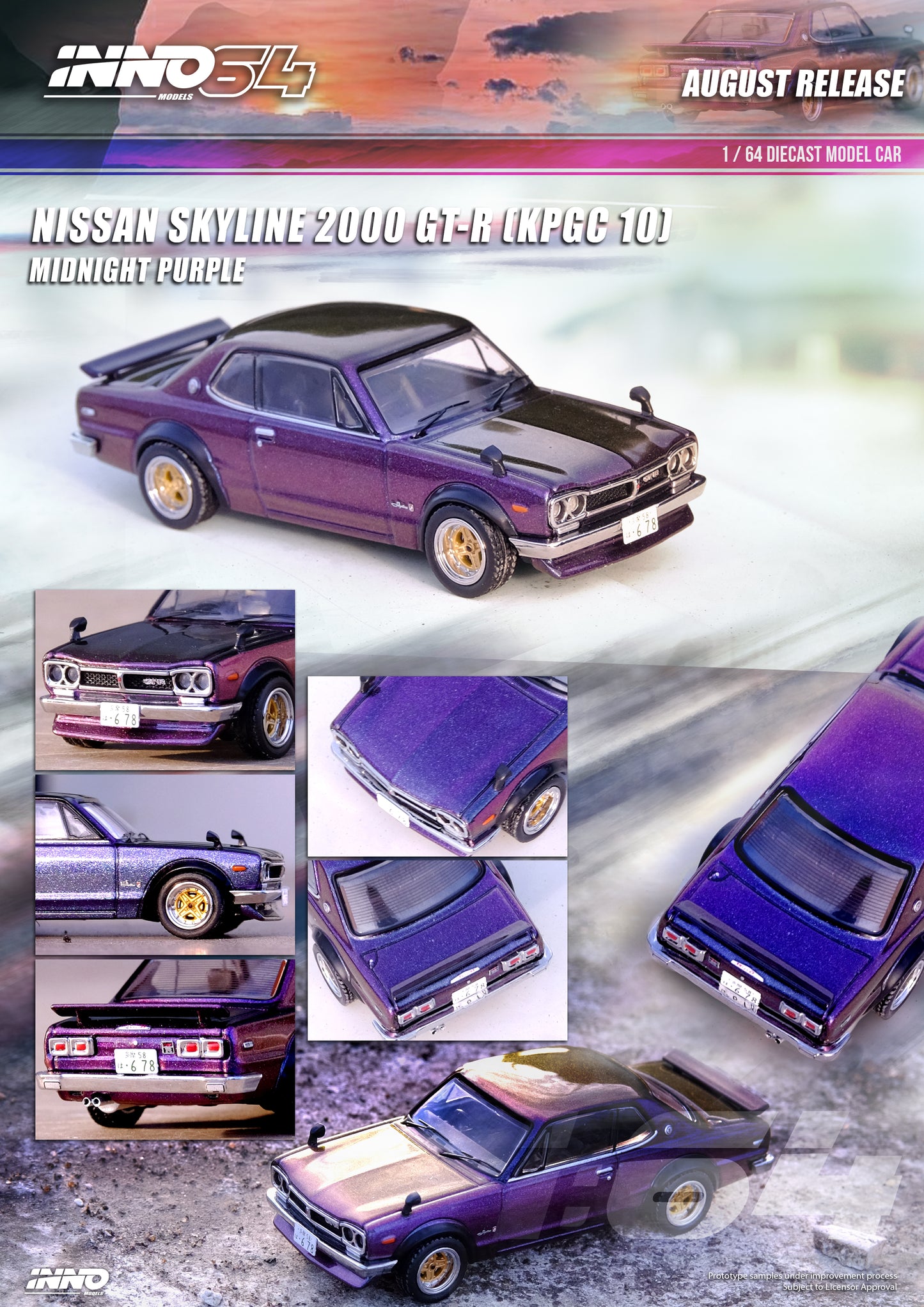 [ETA:  September 2023 ] Inno64 1/64 NISSAN SKYLINE 2000 GT-R (KPGC10) Midnight Purple II