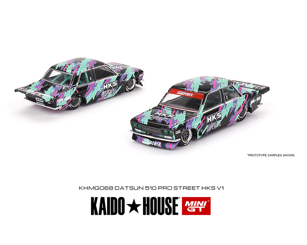 Mini GT x Kaido★House 1/64 Datsun 510 Pro Street HKS V1 – Black Green – Limited Edition