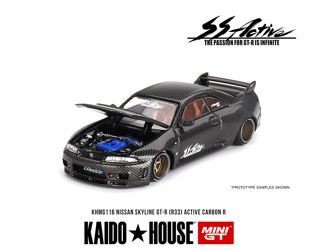 Mini GT x Kaido★House 1/64 Nissan Skyline GT-R (R33) Active Carbon R