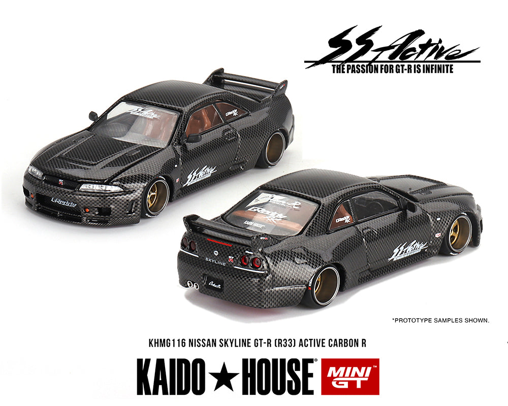 Mini GT x Kaido★House 1/64 Nissan Skyline GT-R (R33) Active Carbon R