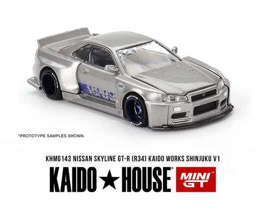 Kaido★House x Mini GT 1/64 Nissan Skyline GT-R (R34) Kaido Works SHINJUKU V1