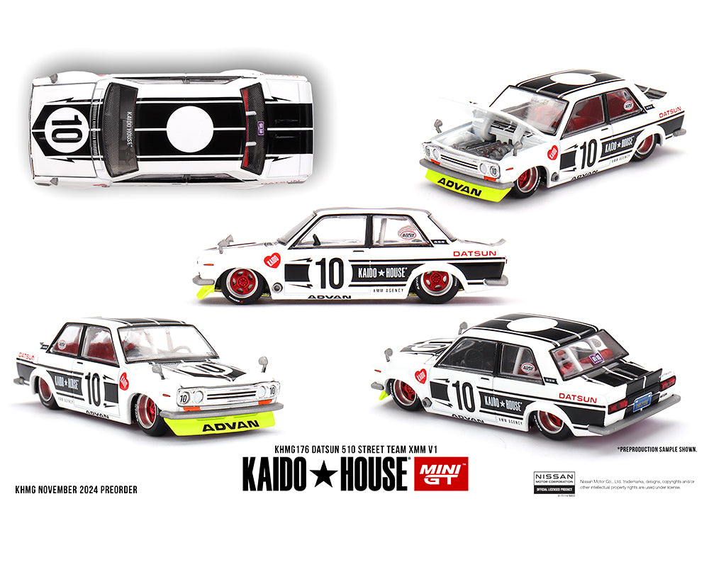 Mini GT x Kaido☆House 1/64 Datsun 510 Street Team XMM V1 – Black
