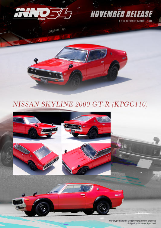 Inno64 1/64 NISSAN SKYLINE 2000 GT-R (KPGC110) Red