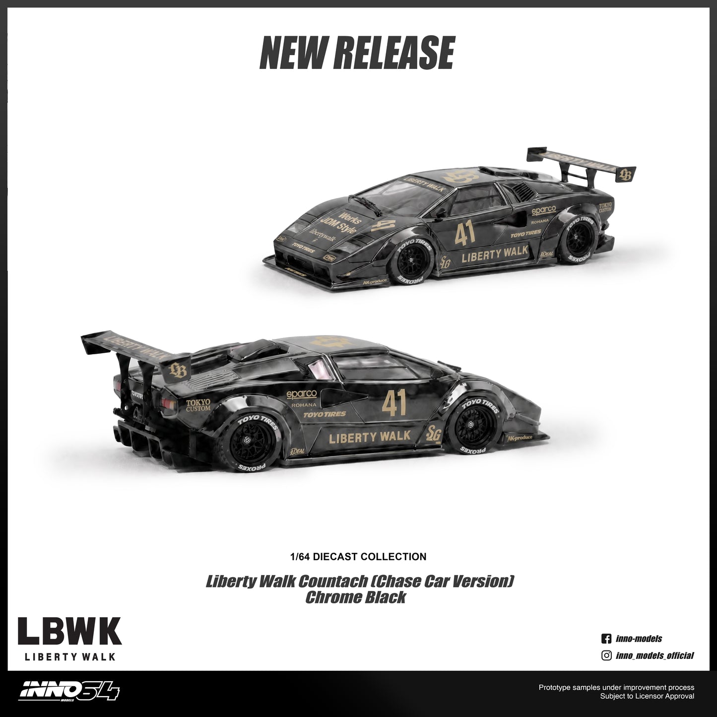 [ETA:  Nov 2026 ] Inno64 1/64 LIBERTY WALK COUNTACH (**With Chance of Chase**)