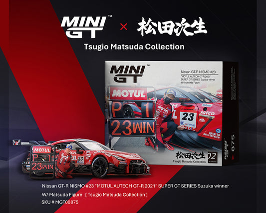 Mini GT 1/64 Nissan GT-R NISMO #23 “MOTUL AUTECH GT-R 2021” SUPER GT SERIES Suzuka winner W/ Matsuda Figure