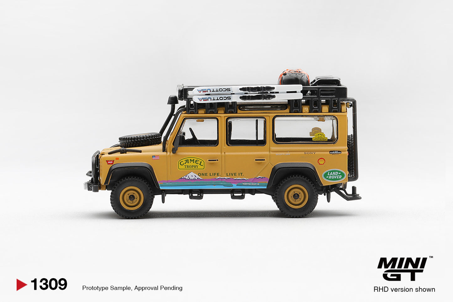 [ETA:  Jan 2027 ] Mini GT 1/64 Land Rover Defender 110 1998 Camel Trophy Tierra del Fuego CT.10 USA