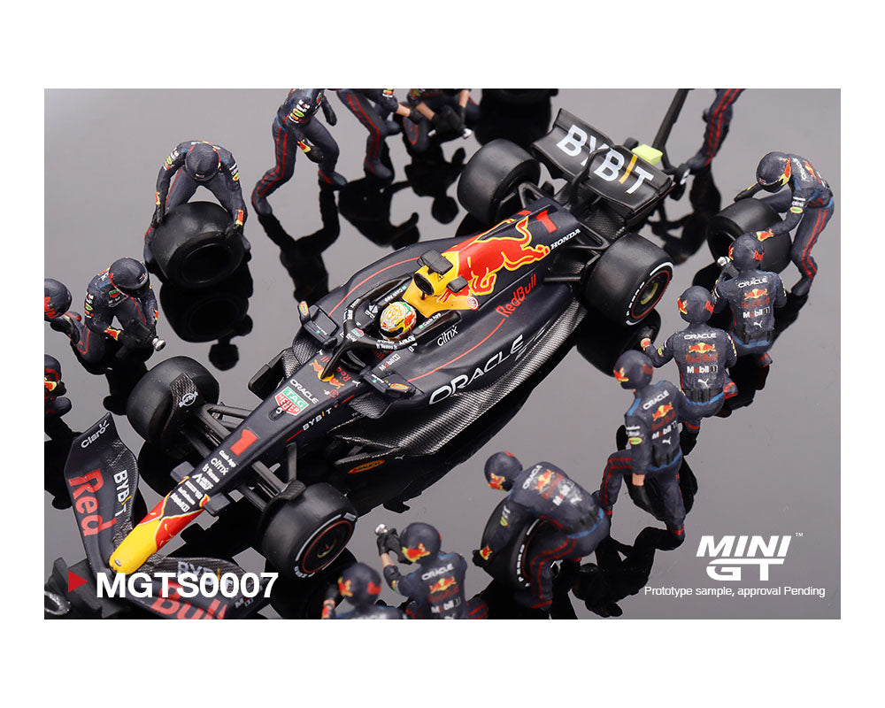 [ETA:  Dec 2023 ] Mini GT 1/64 Oracle Red Bull Racing RB18 #1 Max V. 2022 Abu Dhabi GP Pit Crew Set Limited Edition 5000 Set