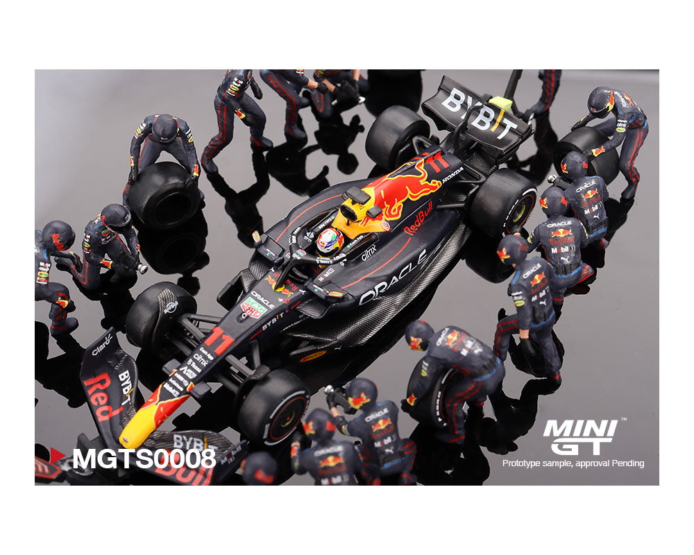 [ETA:  Dec 2023 ] Mini GT 1/64 Oracle Red Bull Racing RB18 #11 Sergio P. 2022 Abu Dhabi GP Pit Crew Set Limited Edition 5000 Set