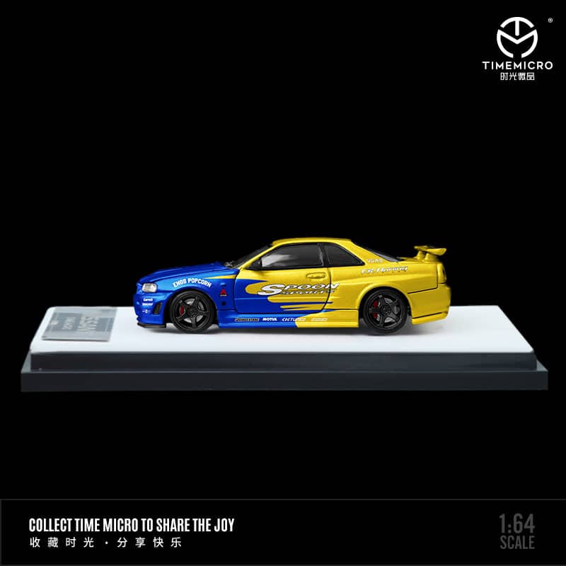 Time Micro 1/64 Skyline GT-R R34 Nismo Z-Tune - Spoon (Open-Hood, Visible Engine)