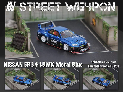 Street Weapon 1/64 Skyline GT-R R34 LB Super Silhouette ER34 - Metallic Blue #5