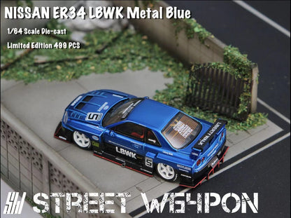 Street Weapon 1/64 Skyline GT-R R34 LB Super Silhouette ER34 - Metallic Blue #5