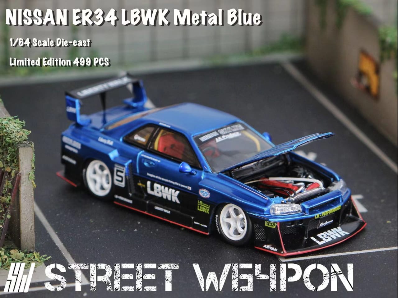 Street Weapon 1/64 Skyline GT-R R34 LB Super Silhouette ER34 - Metallic Blue #5