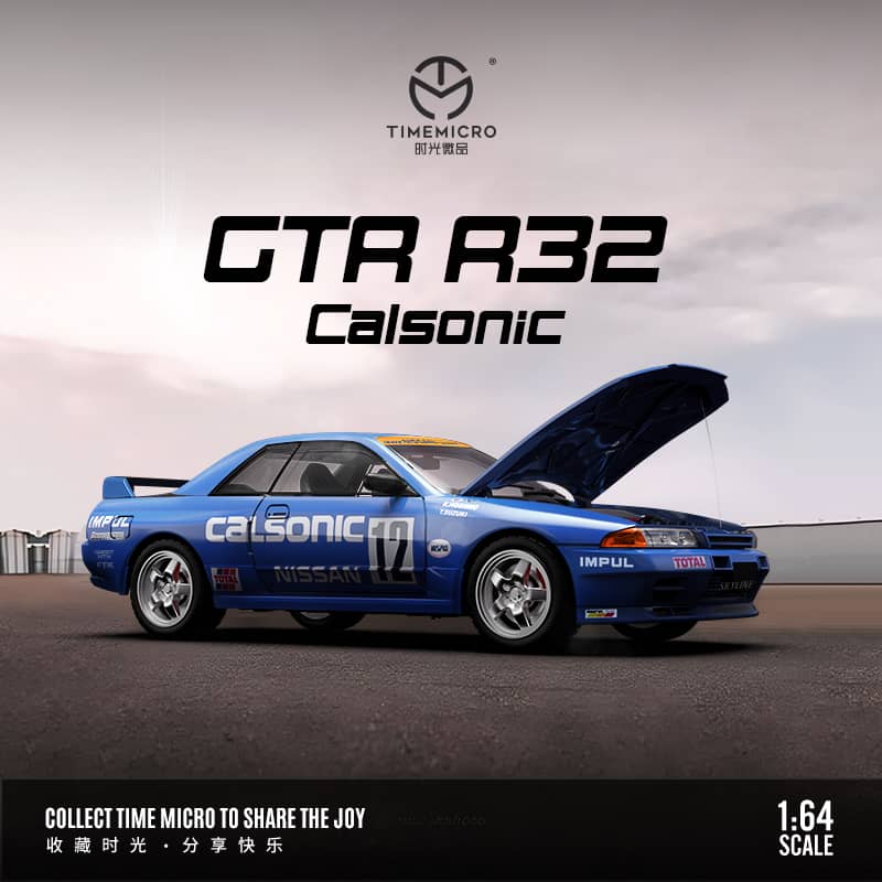 Time Micro 1/64 Skyline GT-R R32 Calsonic 12# (Open-Hood, Visible Engine)