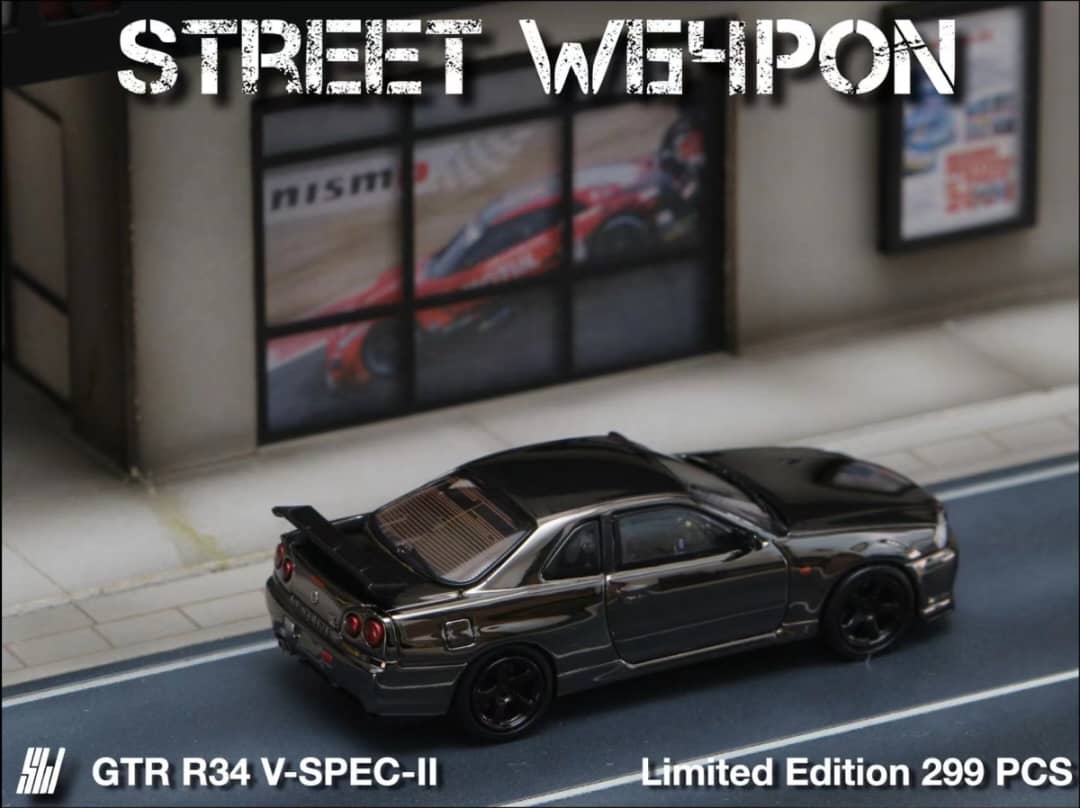 Stance Hunters 1/64 Skyline GT-R R34 V-SPEC-II SW Chrome Black