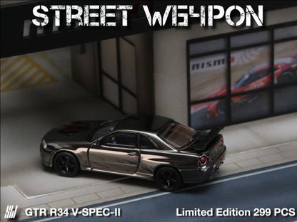 Stance Hunters 1/64 Skyline GT-R R34 V-SPEC-II SW Chrome Black