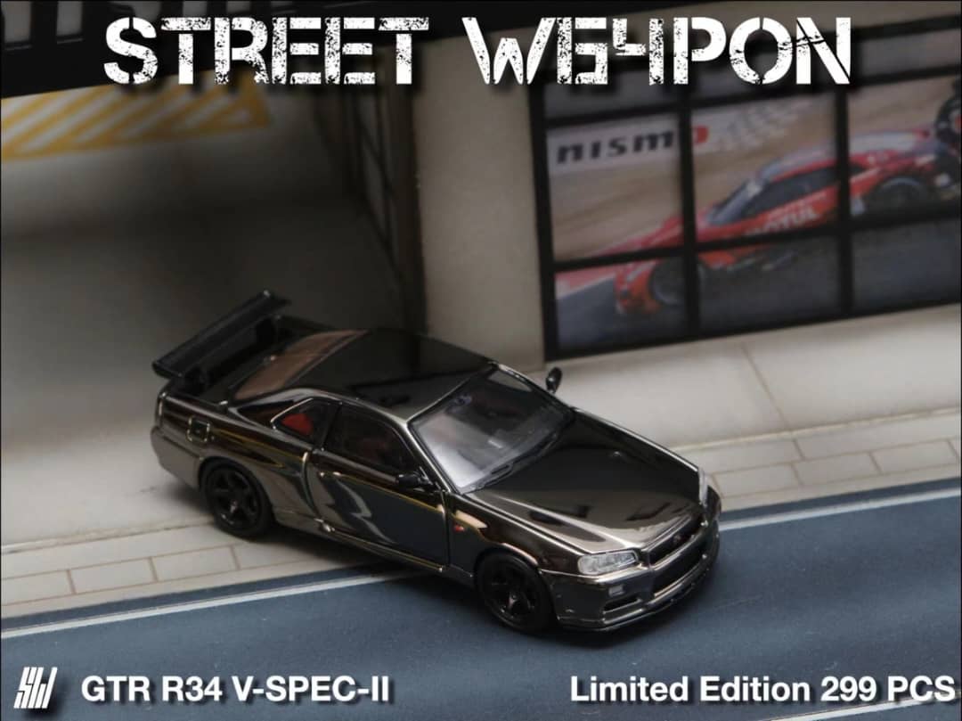 Stance Hunters 1/64 Skyline GT-R R34 V-SPEC-II SW Chrome Black