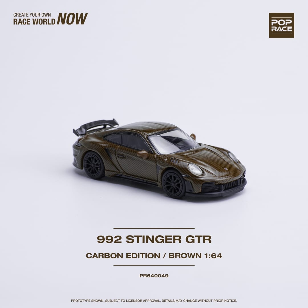 Pop Race 1/64 992 Topcar Stinger GTR Full Carbon Brown