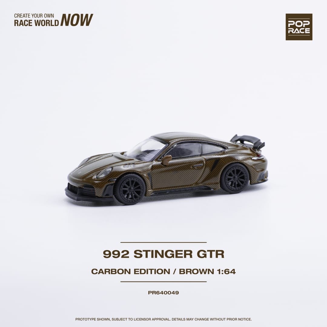 Pop Race 1/64 992 Topcar Stinger GTR Full Carbon Brown