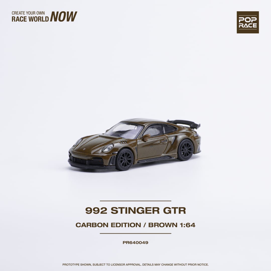 Pop Race 1/64 992 Topcar Stinger GTR Full Carbon Brown