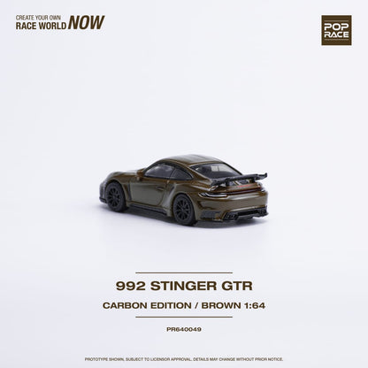 Pop Race 1/64 992 Topcar Stinger GTR Full Carbon Brown