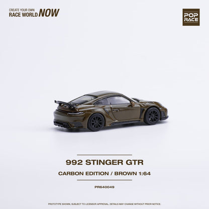 Pop Race 1/64 992 Topcar Stinger GTR Full Carbon Brown