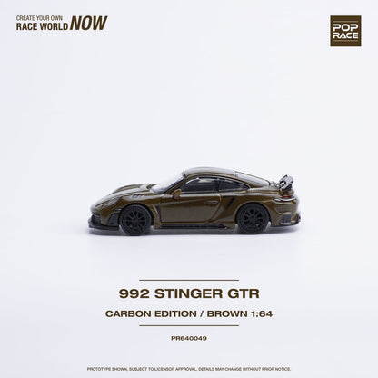 Pop Race 1/64 992 Topcar Stinger GTR Full Carbon Brown