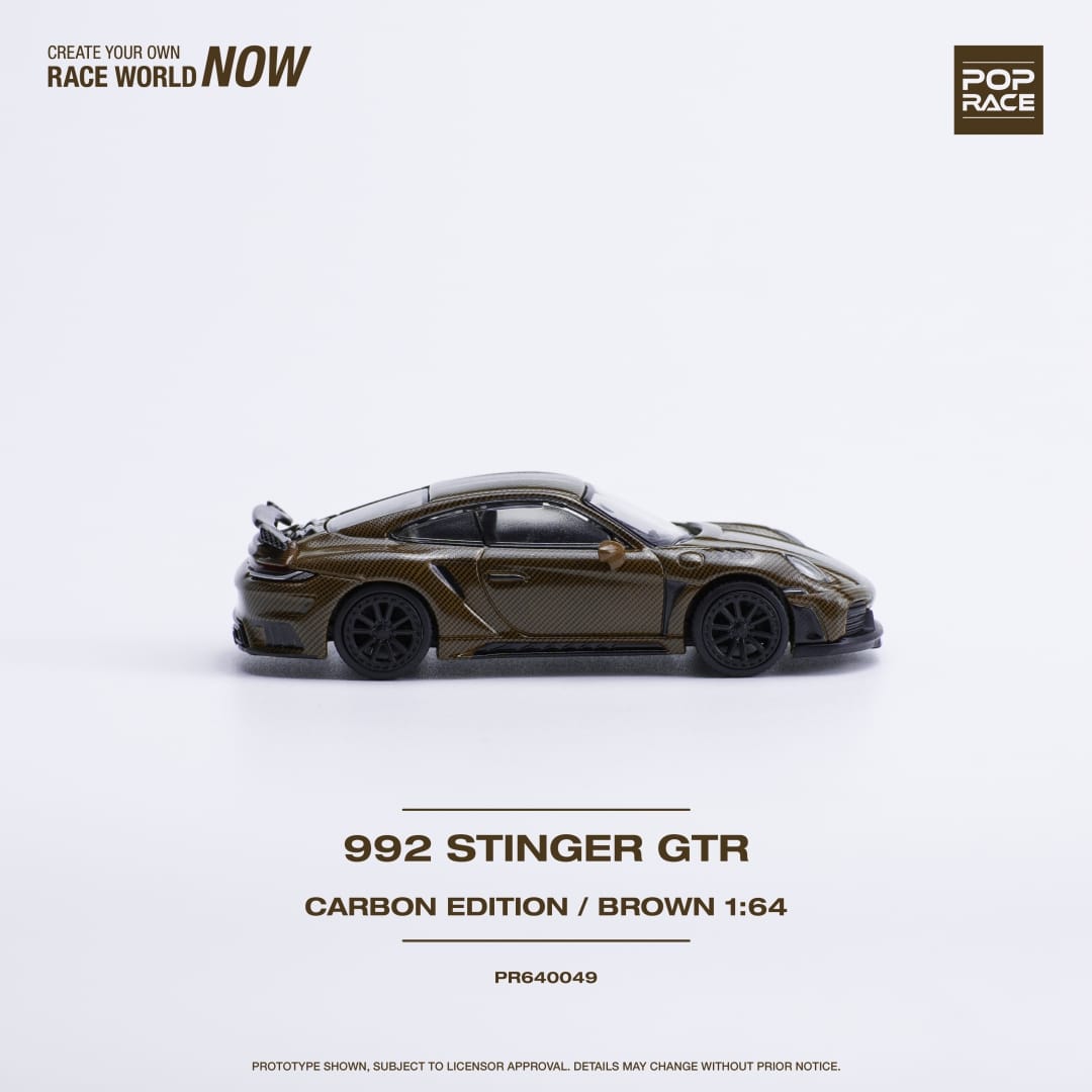 Pop Race 1/64 992 Topcar Stinger GTR Full Carbon Brown