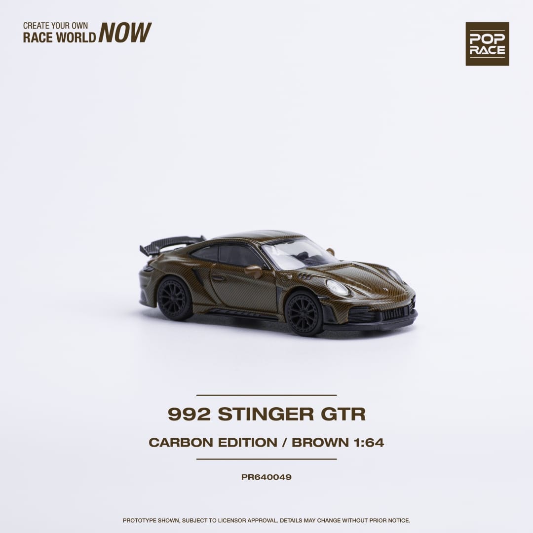 Pop Race 1/64 992 Topcar Stinger GTR Full Carbon Brown