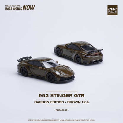 Pop Race 1/64 992 Topcar Stinger GTR Full Carbon Brown