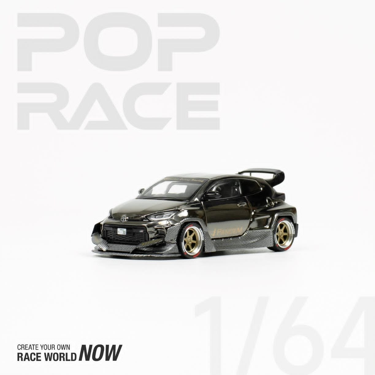 Pop Race 1/64 GR Yaris Pandem Rocket Bunny Chrome Black