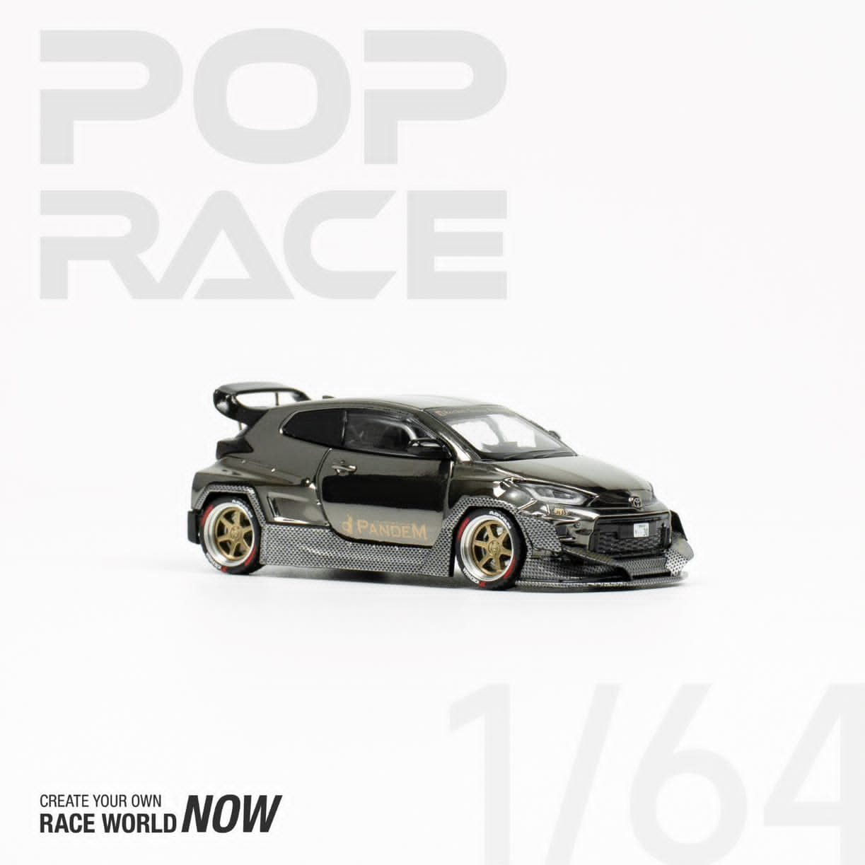 Pop Race 1/64 GR Yaris Pandem Rocket Bunny Chrome Black